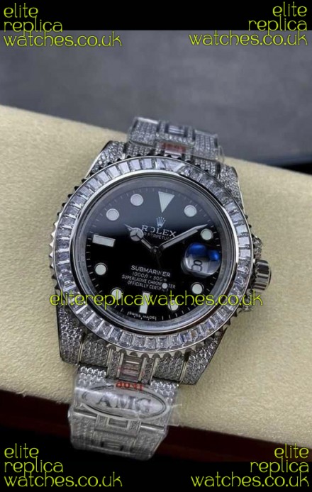 Rolex Submariner 116610 Iced Out Edition 18 Black Dial Swiss Replica Watch 