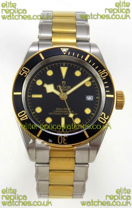 Tudor Black Bay 41 Two Tone Yellow Gold Black Dial Super Clone Watch 