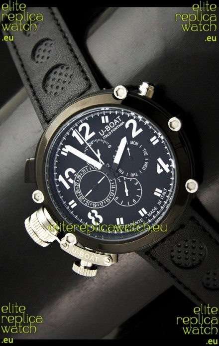 U-Boat Flightdeck Rattrapante Japanese Automatic Watch in Black Dial