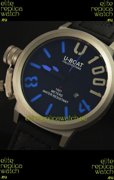 U Boat U-1001 Edition Japanese Drive Automatic Steel Watch in Blue Markers