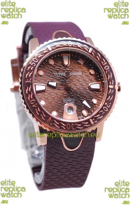 Ulysse Nardin Lady Diver Replica Watch in Gold Casing