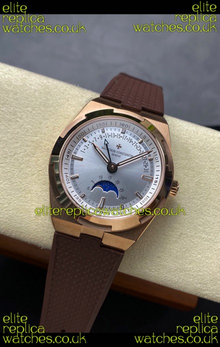 Vacheron Constantin Overseas True Moon Phase Rose Gold Steel Dial Swiss Replica Watch 