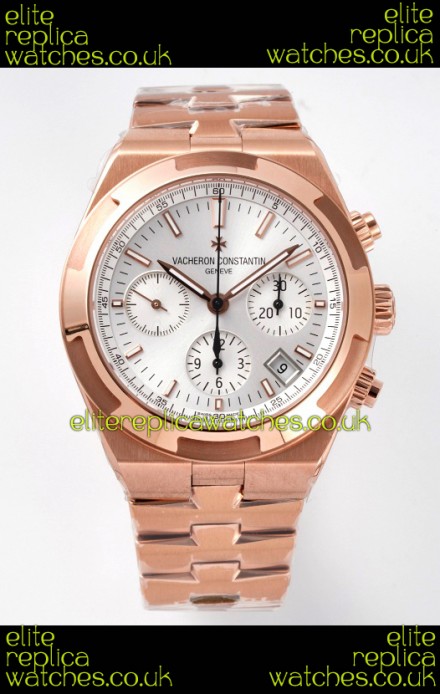Vacheron Constantin Overseas Chronograph Rose Gold Steel Dial Super Clone Watch 