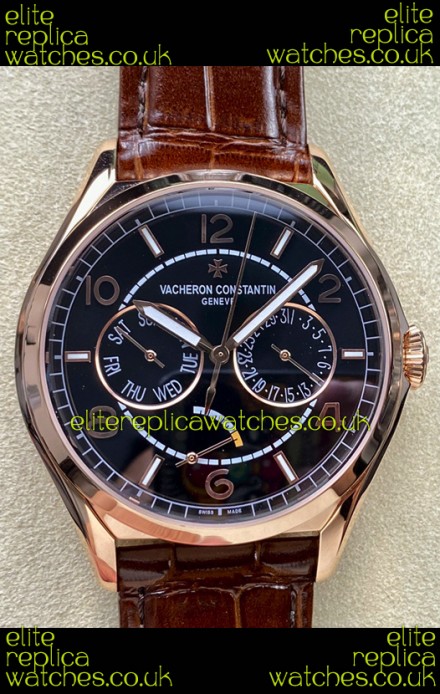 Vacheron Constantin Fiftysix Day-Date Rose Gold Black Dial Swiss Replica Watch 