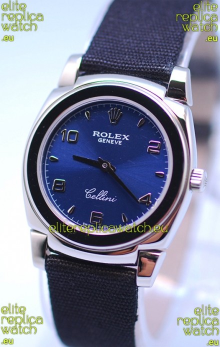 Rolex Cellini Cestello Ladies Swiss Watch in Blue Silver Face