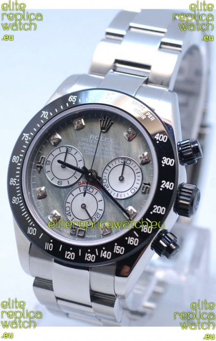 Rolex Daytona MonoBloc Cerachrom Bezel Swiss Replica Rose Gold Plated Watch in White Mother Pearl Dial