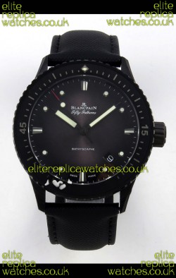 Blancpain Fifty Fathoms Ceramic Case Leather Strap Grey Dial Super Clone Watch 