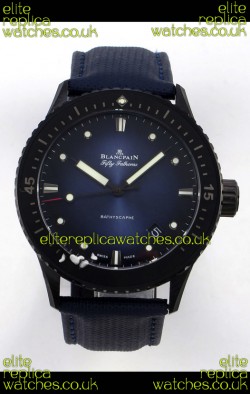 Blancpain Fifty Fathoms Ceramic Case Leather Strap Blue Dial Super Clone Watch 