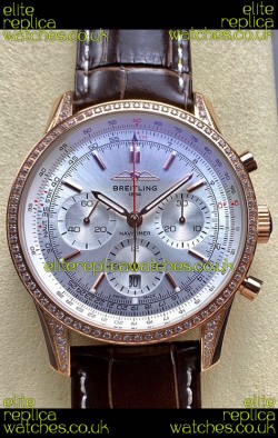 Breitling Navitimer B01 43MM Rose Gold Steel Dial Super Clone Watch 