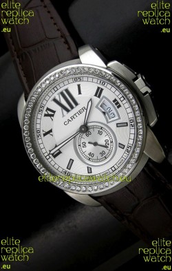 Cartier Calibre de Japanese Replica Watch in White Dial
