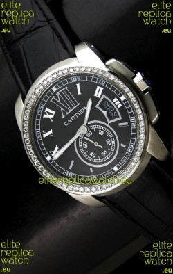 Cartier Calibre de Japanese Replica Watch in Black Dial