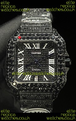 Cartier "Santos De Cartier" Black moissanite 40MM Super Clone Watch 
