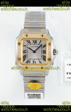Cartier Santos Swiss Quartz 27MM Two Tone Super Clone Watch