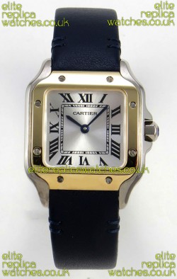 Cartier Santos Swiss Quartz 27MM Two Tone Leather Strap Super Clone Watch