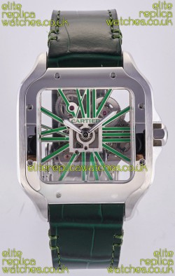Santos De Cartier Super Clone Watch in Skeleton Dial Steel Case
