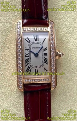 Cartier Tank Americaine Swiss Quartz 19mm Rose Gold Swiss Replica Watch 