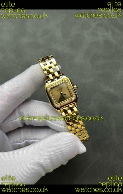 PANTHERE de Cartier 22MM Gold Dial Diamonds Super Clone Watch 