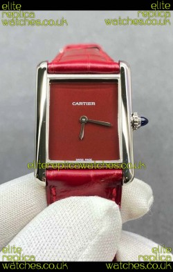 Cartier Tank Louis 25MM Swiss Quartz Red Dial Watch 