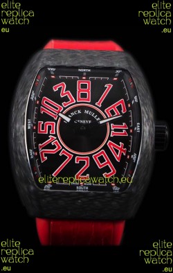Franck Muller Vanguard Carbon Casing Red Indexes Swiss Watch