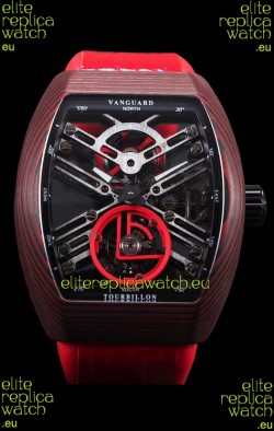 Franck Muller Vanguard Skeleton Tourbillon Red Carbon Swiss Replica Watch