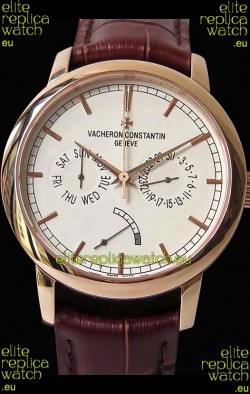 Vacheron Constantin Traditionnelle Day Date Pink Gold Swiss Replica Watch 