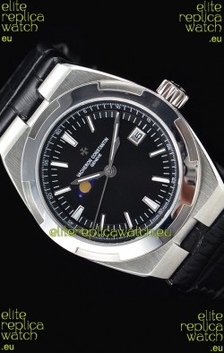 Vacheron Constantin Overseas MoonPhase Stainless Steel Swiss Watch in Black Dial