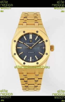 Audemars Piguet Royal Oak 37MM Blue Dial Yellow Gold Watch in 3120 Movement - 1:1 Mirror Replica