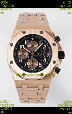 Audemars Piguet Royal Oak Offshore Black Dial Chronograph 1:1 Mirror Replica Watch - Rose Gold 