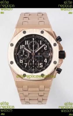 Audemars Piguet Royal Oak Offshore Black Dial Chronograph 1:1 Mirror Replica Watch - Rose Gold 