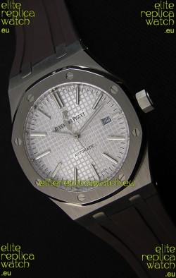 Audemars Piguet Royal Oak 41MM Silver Dial Rubber Strap - 1:1 Mirror Ultimate Edition
