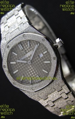 Audemars Piguet Royal Oak Frosted White Gold QUARTZ Watch 33MM Grey Dial - 1:1 Mirror Replica 