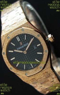 Audemars Piguet Royal Oak Frosted Rose Gold QUARTZ Watch Black Dial 33MM - 1:1 Mirror Replica 