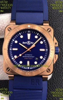 Bell & Ross BR03-92 Diver Rose Gold Blue Dial Swiss Replica Watch 1:1 Mirror Replica