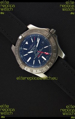 Breitling Avenger II BlackSteel GMT Swiss Replica Watch Nylon Strap 1:1 Mirror Replica Watch