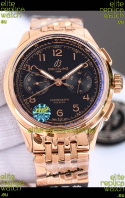 Breitling Premier B01 Chronograph 42 Edition Rose Gold Casing Centenary Brown Dial - 1:1 Mirror Replica Watch