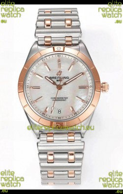 Breitling Chronomat 36MM 2 Tone Rose Gold Casing 1:1 Mirror Replica Watch Pearl Dial