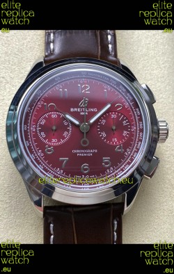 Breitling Premier B01 Chronograph 42 Edition Steel Casing Maroon Dial - 1:1 Mirror Replica Watch