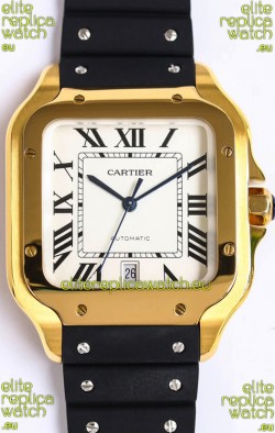 Santos De Cartier Yellow Gold Casing 1:1 Mirror Swiss Replica Watch 40MM