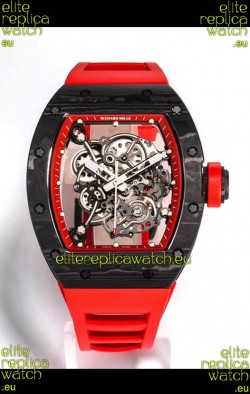 Richard Mille RM055 Black Carbon Casing 1:1 Mirror Replica Watch in Red Strap