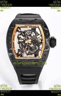 Richard Mille RM055 Black Carbon Casing 1:1 Mirror Replica Watch in Black Strap
