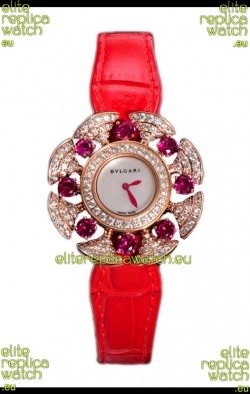 Bvlgari Divas's Dream Edition Watch in Rose Gold Casing - Diamonds Paved Dial Swiss Replica