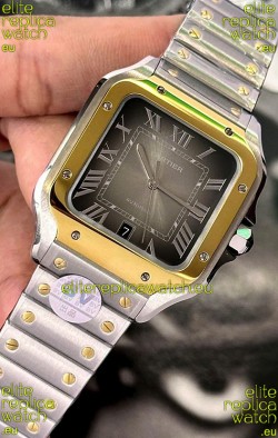 Cartier Santos De Cartier 904L Steel Brown Dial Two Tone 1:1 Mirror Replica - 40MM Stainless Steel Watch