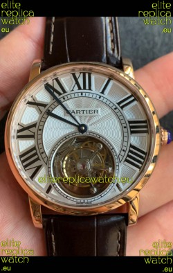 Rotonde De Cartier Flying Tourbillon Swiss Replica Watch in Yellow Gold Super Clone Watch