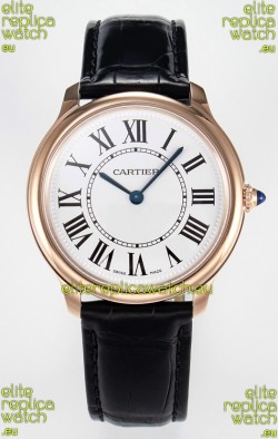 Ronde Louis Cartier Super Clone 36MM Rose Gold Watch in Swiss Quartz Movement