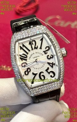 Franck Muller V32 Swiss Quartz Mossanite 1:1 Replica Watch 36MM Black Numerals