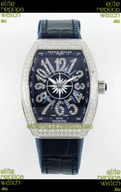 Franck Muller Vanguard V32 Blue Dial - Diamonds Casing Swiss Replica Watch