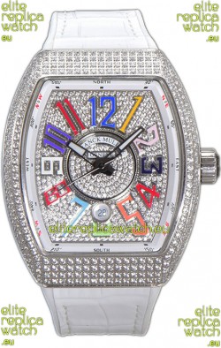 Franck Muller Vanguard V45 Diamonds Dial/Casing - Color Dreams Markers Swiss Watch 