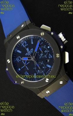 Hublot Big Bang All Black PVD Blue Swiss Replica Watch 1:1 Mirror Replica 