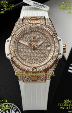 Hublot Big Bang One Click Diamonds Paved Dial Rose Gold Swiss Replica Watch 39MM