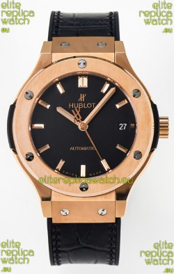 Hublot Super Clone Classic Fusion Rose Gold 38MM 1:1 Mirror Replica Watch Black Dial